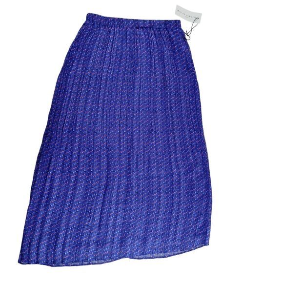 Maison d'Amelie Paris Dresses & Skirts - Maison d'Amour Royal Blue Pleated Midi Skirt with Geometric Pattern Size‎ XS